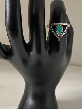 Sterling Silver 925 Triangle Ring with turquoise Stone - Women Jewelry